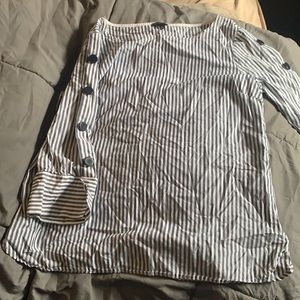 Size large brand is Talbots. Grey and white striped shirt. Very cute on
